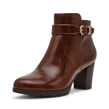 Imagem de Anne Klein Bota feminina Rumor no tornozelo, Cognac Crinkle, 38