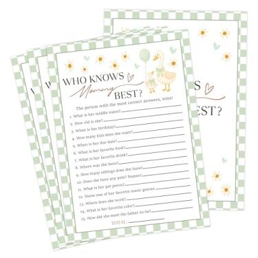 Imagem de Goose Baby Shower Games, Sage Green Little Goose Who Knows Mommy Best Game para 30 convidados com cartas de jogo, revelação de gênero, suprimentos e decorações para chá de bebê (DV18)