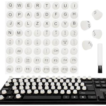 Imagem de 64 peças de adesivos de teclado elevados para unhas longas, bolhas de teclado de unhas longas de silicone para mulheres, capa de teclado adesiva, com pincel, teclas de digitação de arte de unhas para