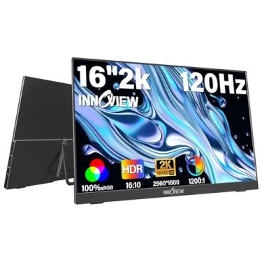 Imagem de InnoView Monitor portátil de 40.6 cm 2,5K 120Hz alto-falantes integrados e suporte VESA 100% sRGB QHD 400 Nits | 2 Tipo-C e HDMI | Cuidados com os olhos | Monitor de viagem para laptop/Switch/PS5/Xbox