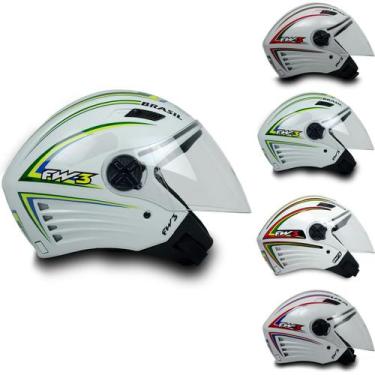 Imagem de Capacete Para Moto Aberto X Open FW3 Itália Brasil Jamaica E USA Com D