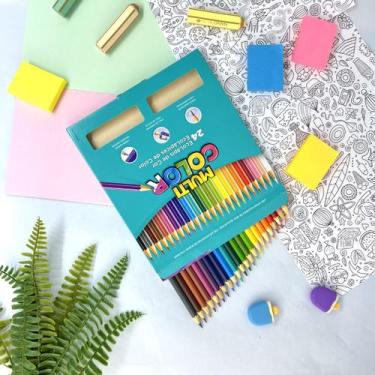 Imagem de 24 Lápis de Cor Multicolor Material Escolar