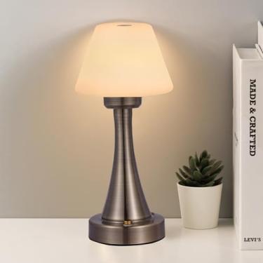 Imagem de URLIGHTS Candeeiro de mesa de bateria recarregável sem fio LED, lâmpada de chuveiro à prova d'água, luzes de mesa de cabeceira reguláveis ao toque, luzes noturnas portáteis para pátio, acampamento