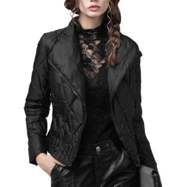 Imagem de Jaqueta Feminina Quente E Leve Jaqueta Feminina Curta E Fina Nova Manga Longa Slim Casaco Feminino 80% Conteúdo De Penas, Black-l