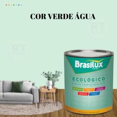 Imagem de Esmalte Sintético Base Água Brasilux Ecologico Cor Verde 800ML Brilhan
