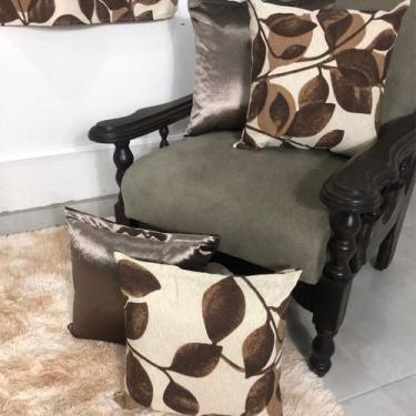 Imagem de Combo Cortina Sala Estampada 2,00x1,70m + 4 Almofadas Cheias - Angel D