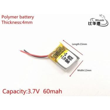 Imagem de Bateria 3.7v 60 Mah 4mm X12mm X15mm 2 Fios 401215 - bgb