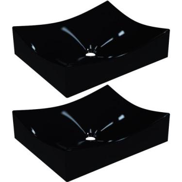 Imagem de Kit 02 Cubas de Apoio Retangular Para Banheiro Lavabo C01 ML44W Preto 