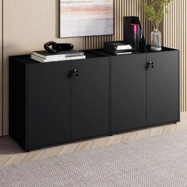 Imagem de Armário Baixo 1,58m Duplo 4 Portas Tampo Embutido F5 Office - F5 Offic