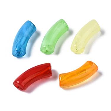 Imagem de Spritewelry 155 peças/500 g contas de acrílico transparentes imitação de pedras preciosas curvas tubo contas superfície lisa espaçador solto para pulseira faça você mesmo joias artesanato suprimentos