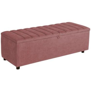 Imagem de Baú Recamier Paris Veludo Rosa 140 cm - TNA Decor