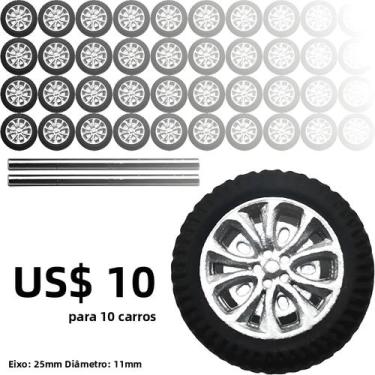 Imagem de Rodas De Carro Modelo Com Pneus De Borracha Em Escala 1/64, Peças De V