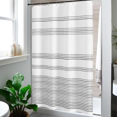 Imagem de Cortina de chuveiro Jinchan Small Stall 120x180cm Tecido preto/branco