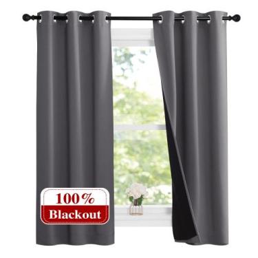 Imagem de Cortinas NICETOWN 100% Blackout com forros pretos, 37 x 63 polegadas, 