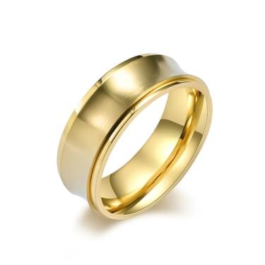 Imagem de Vinoya Anel giratório para mulheres e homens anel de ansiedade de aço inoxidável banhado a ouro branco/amarelo anéis de casamento simples joias tamanho 7-12, 10, Banhado a ouro, Sem pedra preciosa