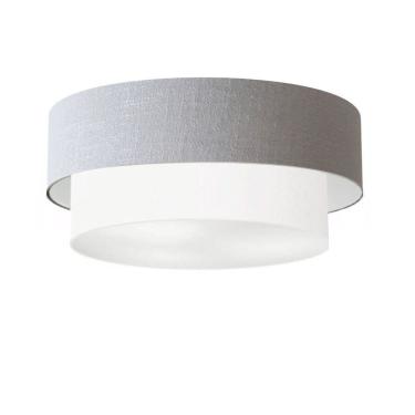 Imagem de Plafon Duplo Cilíndrico Vivare Md-3024 Cúpula Em Tecido 60x50cm - Bivolt Rustico-cinza-branco