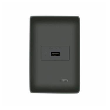 Imagem de Tomada Usb Fame Habitat Black 15w Com Placa 4x2 Preta