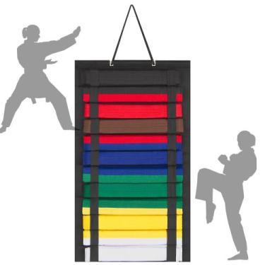 Imagem de Expositor de cinto de karatê JOYMOMO contém 12 cintos pretos