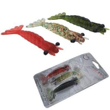 Imagem de 3 Camarao Artificial Pesca Para Tucunare Traira Piranha 8cm - King Bra