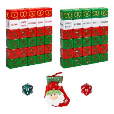 Imagem de SIXPOINTS Christmas Serise MTG Dice Set, 62Pcs MTG Dice Keyword Counters Life 1/+1 Counters Buff Tokens & D20 Dice Compatible with Magic The Gathering, TCG, Card Games Accessories,Xmas Gift