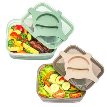 Imagem de Prestoor Lancheira Bento Pacote com 2 Saladas à Prova de Vazamento e Preparação de Refeições, 3 Xícaras, Recipiente de 722 g, Tampa Retorcível, Portátil, Seguro para Micro-Ondas e Lava-Louças Livre de