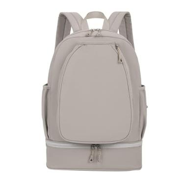 Imagem de kowaku Bolsa de tênis com compartimento para sapatos, mochila com bolso lateral, mochila de ginástica para badminton ao ar livre, Cinza