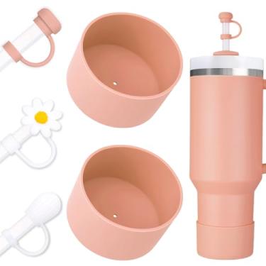Imagem de DUNLAGUE Conjunto de capa de bota e canudo - 2 peças de bota de silicone, 3 peças de tampa de palha, protetor inferior para Stanley Cup H2.0 850 g e 1,134 g, cor exata com Stanley, acessórios
