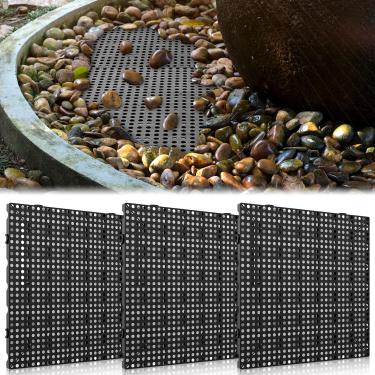 Imagem de DoubleFill Pacote com 3 grades resistentes para pia de fonte de 70 cm x 80 cm para recursos de lagos e jardins aquáticos e muito mais - Esconder reservatório, pedras, outros objetos decorativos preto