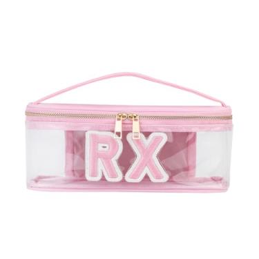 Imagem de Bolsa de maquiagem transparente MEDS RX com zíper de metal, bolsa de remédios transparente de nylon de grande capacidade com alça superior, bolsa organizadora de primeiros socorros para cosméticos