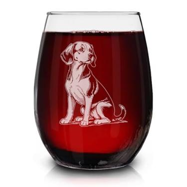 Imagem de Beagle Dog Taça de vinho vintage gravada sem haste - Presente de proprietário para amantes de animais de estimação - Presentes de aniversário exclusivos - Presente para amantes de cães Beagle - Taça