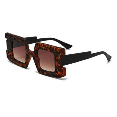 Imagem de JRLLFD Óculos de sol steampunk feminino, armação côncava convexa, luxo, uv400, moda masculina (leopardo)