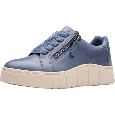 Imagem de Clarks Tênis feminino Mykah Joy, Couro azul jeans, 35