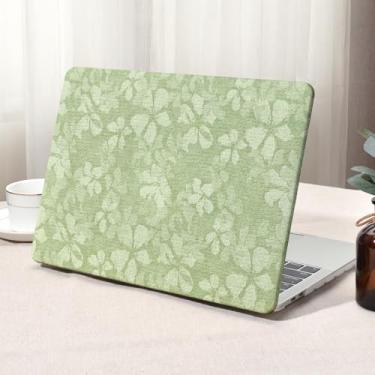 Imagem de Seorsok Compatível com MacBook Pro 33.0 cm Capa M2 2023, 2022, 2021-2016 A2338 M1 A2159 A1989 A1708 A1706, Capa rígida de couro e capa de teclado com estampa de flor verde desabrochando