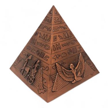 Imagem de Enfeite Pirâmide Egípcia Hieróglifos Cobre Decoração 11 cm