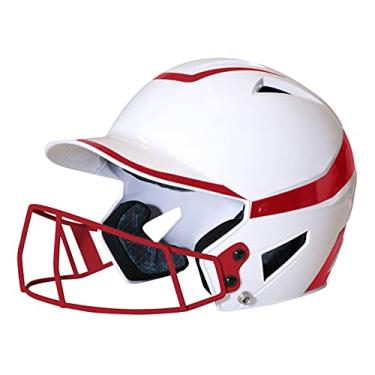 Imagem de CHAMPRO Capacete feminino Rise Pro Fastpitch HX Softball com máscara facial, branco, escarlate, médio EUA