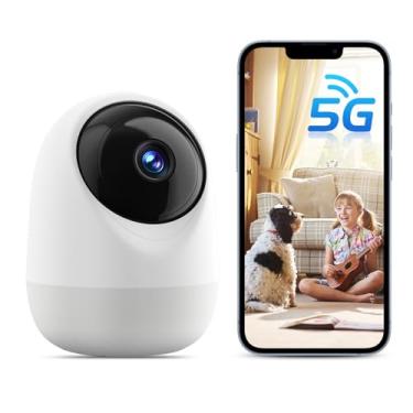 Imagem de Câmera de segurança interna de 5 e 2,4 GHz, câmeras WiFi de 360° 3MP para segurança doméstica, câmera de segurança doméstica, câmera para bebês/animais de estimação com aplicativo de telefone