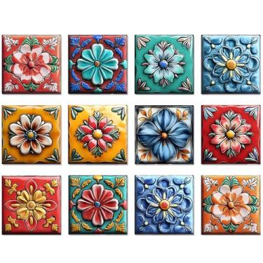Imagem de VIRANDA 12 peças de decalques de azulejo (15 x 15 cm) adesivos autoadesivos de parede para banheiro papel de parede removível decorativo DIY decoração de casa