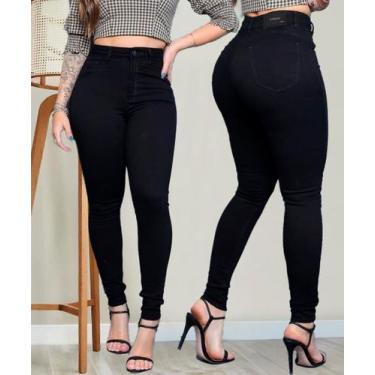 Imagem de Calça Feminina Original Sawary jEANS Cintura Alta com lycra, Preto, 42