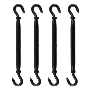Imagem de Antrader Esticador e gancho, 4 peças M5 gancho duplo tensor de cabo tensor de aço inoxidável tensor preto para tensão de corda de fio