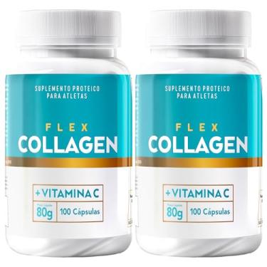 Imagem de 2x Colageno Premium Hidrolisado Flex Collagen 100mg Protein + Vitamina C 700mg Proteina Pele Cabelo Unha 100 Cápsulas Rende 25 Doses - Spartacus Nutrition
