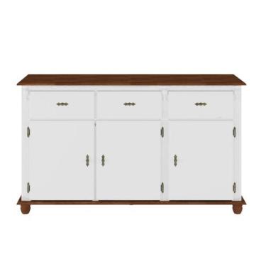 Imagem de Balcão Colonial Cor Cera em Madeira Bruta para Cozinha com Pés Tornead