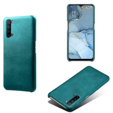 Imagem de Capa para OPPO Find X2 Lite,Proteção contra quedas,Casca de volta de cor sólida simples,Design de couro de imitação de plástico-Green
