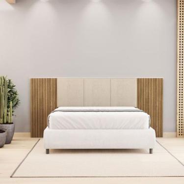 Imagem de Cabeceira Casal Queen Cama Box 268cm Ripado Selma Linho V01 - D'Rossi 