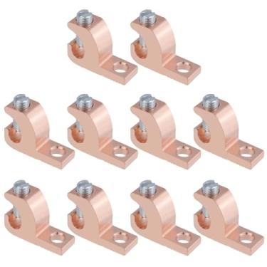 Imagem de Tsnamay 10 peças de suporte de terminal de aterramento de cobre com parafusos, calibre de fio de grampo 4-14AWG, aterramento de piscina e fixação de condutores conector de aterramento para piscina de