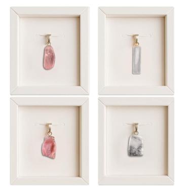 Imagem de Kit 4 Pingentes Prata Quartzo Rosa, Selenita, Opala, Howlita