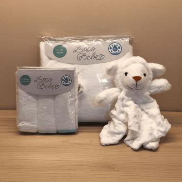 Imagem de Kit com Naninha Ovelha + Toalha com Capuz + 3 Babitas Verde - Laço Bebê