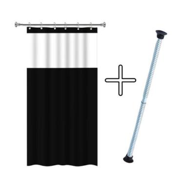 Imagem de Kit Cortina Box Banheiro Antimofo + Varão Suporte De Cortina - Vida Pr