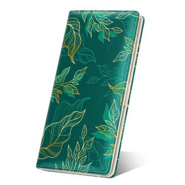 Imagem de Carteira feminina Nipichsha, RFID, couro fino, folha verde