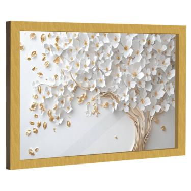 Imagem de Quadro Decorativo Árvore Elegante Folhas Brancas