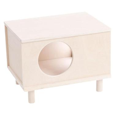 Imagem de Gralara Casa de Madeira para Hamster Habitats para Hamsters Acessórios para Esconderijos Cama para Hamsters Acessórios para Brincar Esconderijo para Pequenos, Médio